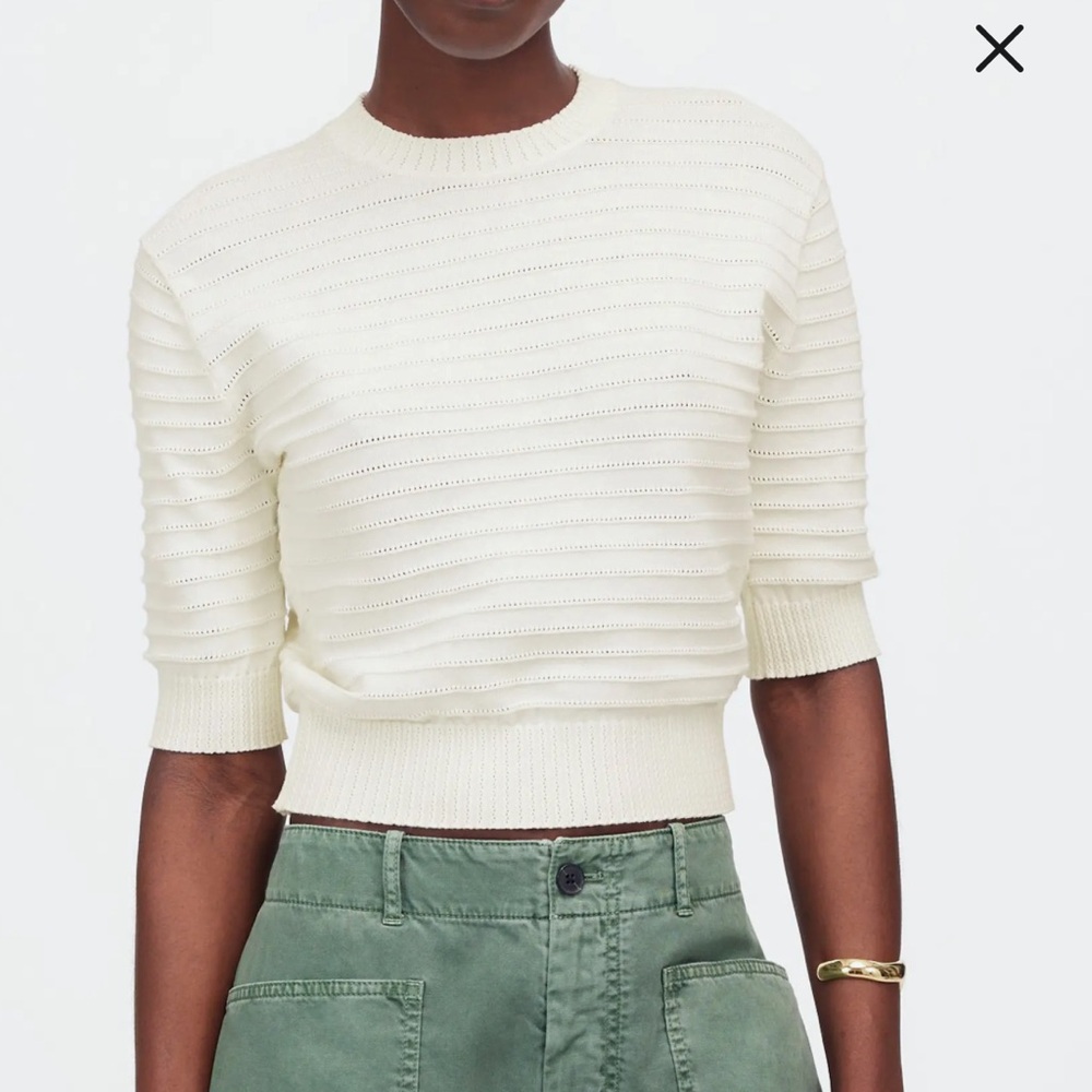 Madewell Textural Stitch Cotton Sweater White Size S